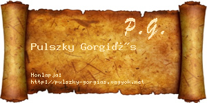 Pulszky Gorgiás névjegykártya